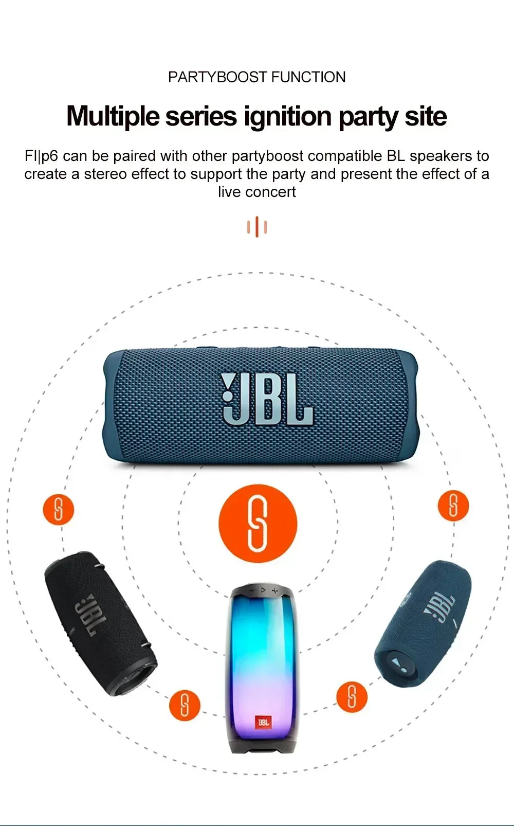 JBL FLIP 6 Wireless Bluetooth Speaker Portable IPX7 FLIP6 Waterproof Outdoor Stereo Bass Music Track Speaker Independent Tweeter