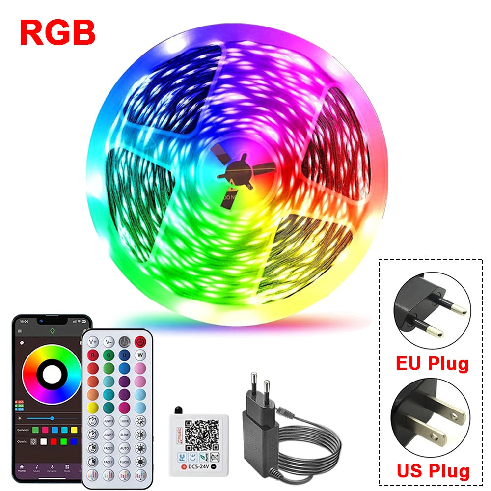 RGB Led Strip Lights APP Control Music Sync Led Room Light 10m 20m 30m 40m 60m Led Tape Flexible Ribbon for Home Bedroom Decor